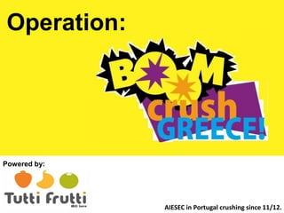 Operation: Poweredby:  AIESEC in Portugal crushingsince 11/12. 