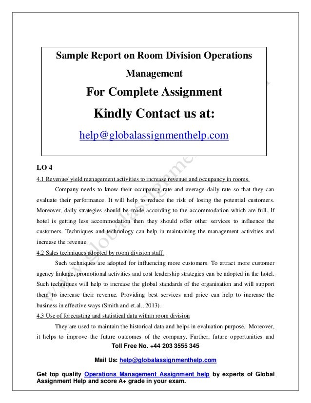 Operations Manager Report Template