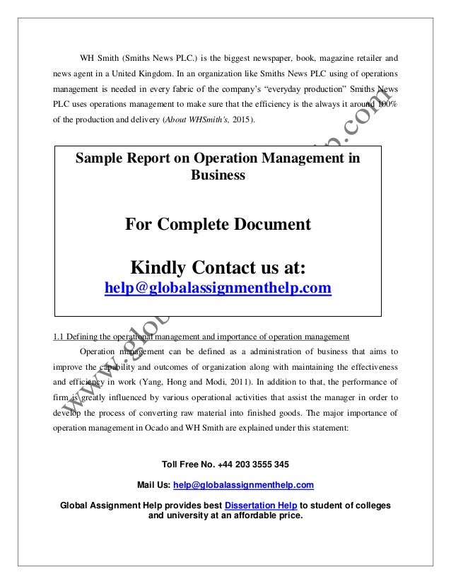 Operations management assignment news
