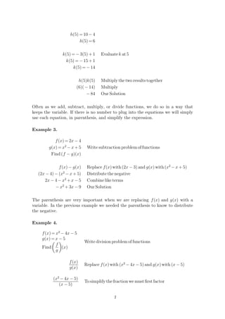 Operation on functions | PDF