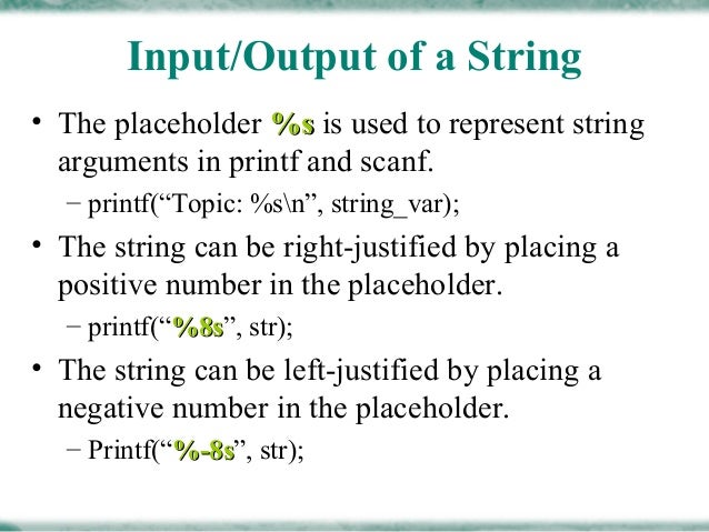 Operation on string presentation