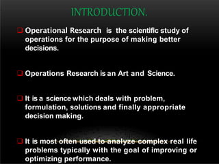 Operation research (definition, phases)