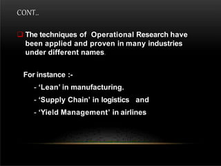 Operation research (definition, phases)