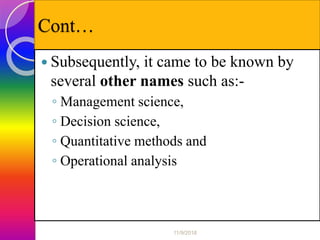 Operation research ppt chapter one | PPTX