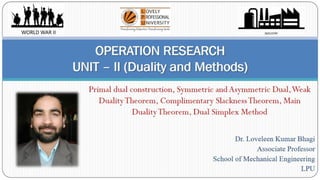 Operation research unit 2 Duality and methods