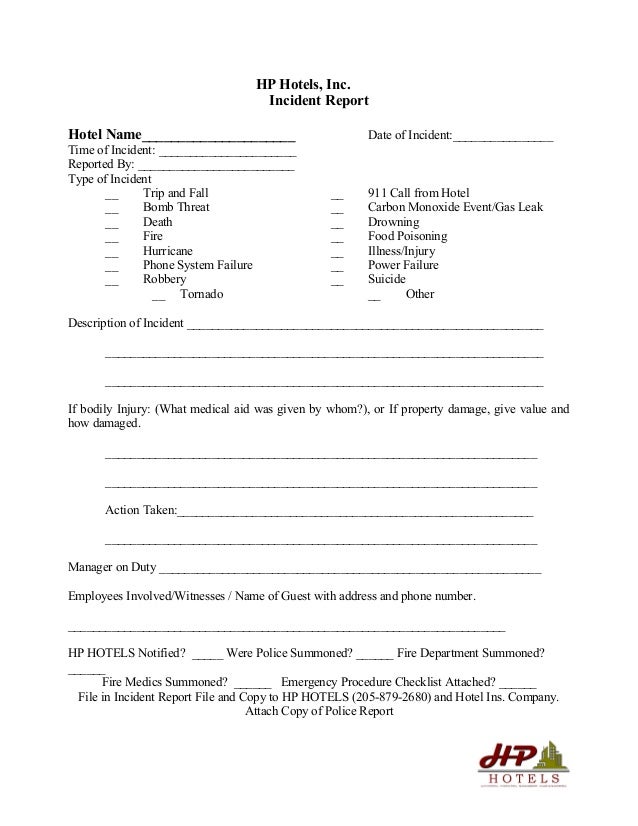 hotel guest incident report form rome fontanacountryinn com guest incident report form