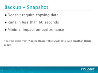 •Doesn't require copying data
•Runs in less than 60 seconds
•Minimal impact on performance
* See the slides from "Apache H...
