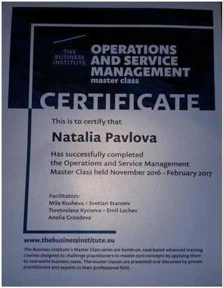 Operations and service management Certificate