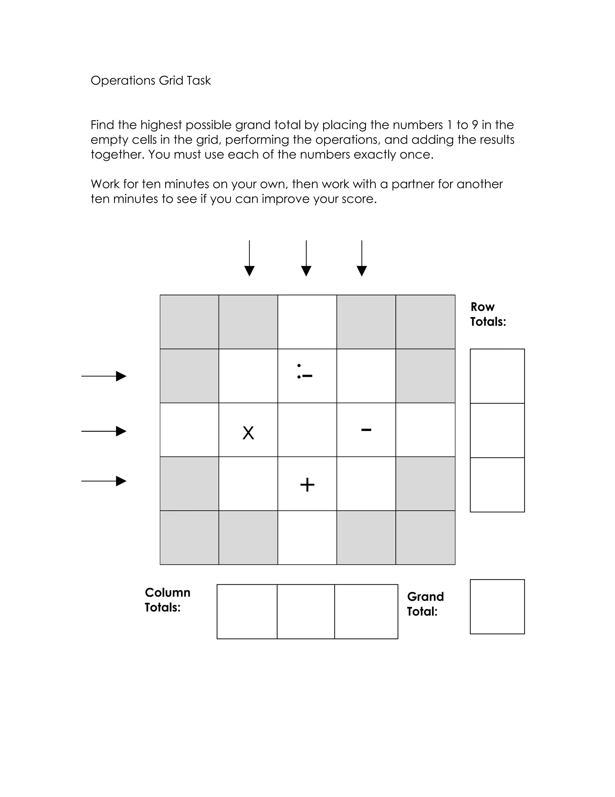 Operations Grid Task | PDF