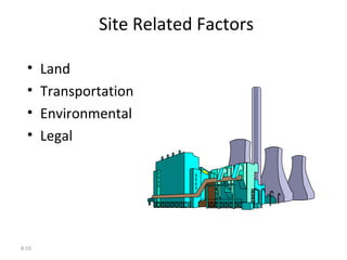 8-55
• Land
• Transportation
• Environmental
• Legal
Site Related Factors
 