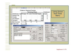 Using Solver
 from Tools
    Menu




    Supplement 11-570
               11-
 