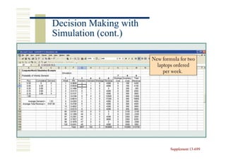 Decision Making with
Simulation (cont.)




                       Supplement 13-699
                                  13-
 