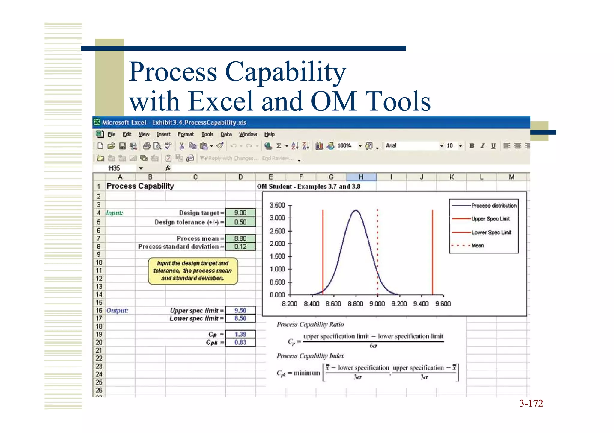Process Capability
with Excel and OM Tools




                          3-172
 