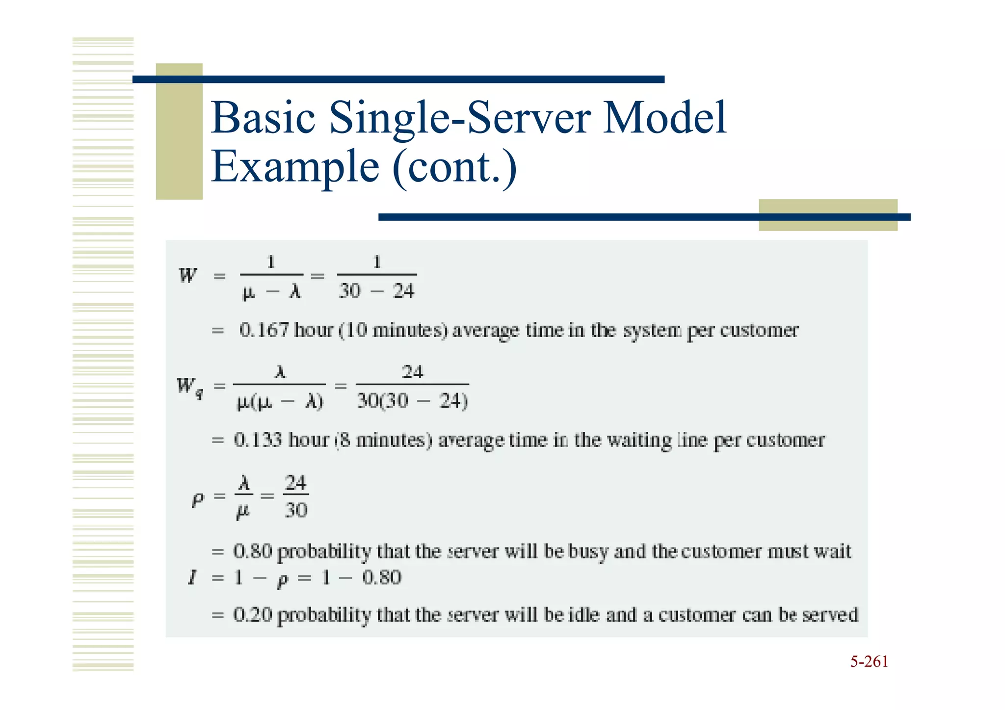 Basic Single-Server Model
      Single-
Example (cont.)




                            5-261
 