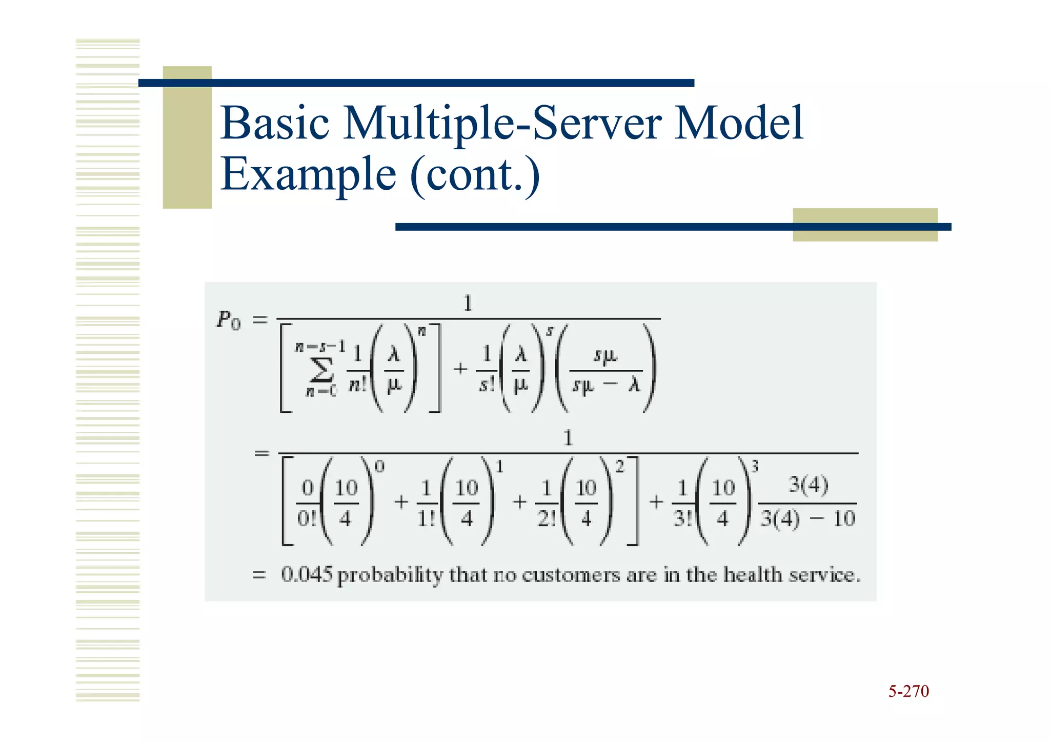 Basic Multiple-Server Model
      Multiple-
Example (cont.)




                              5-270
 