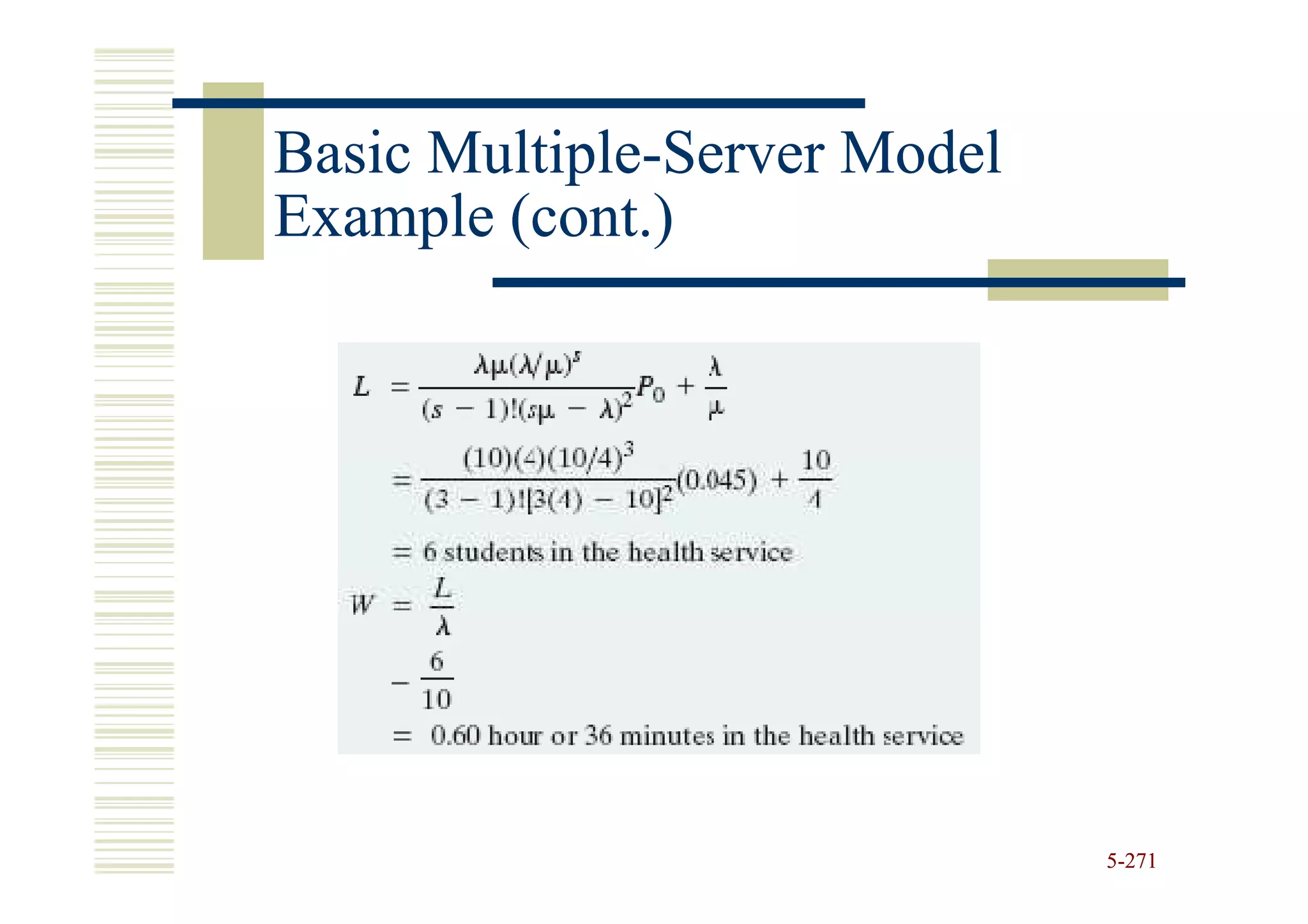 Basic Multiple-Server Model
      Multiple-
Example (cont.)




                              5-271
 
