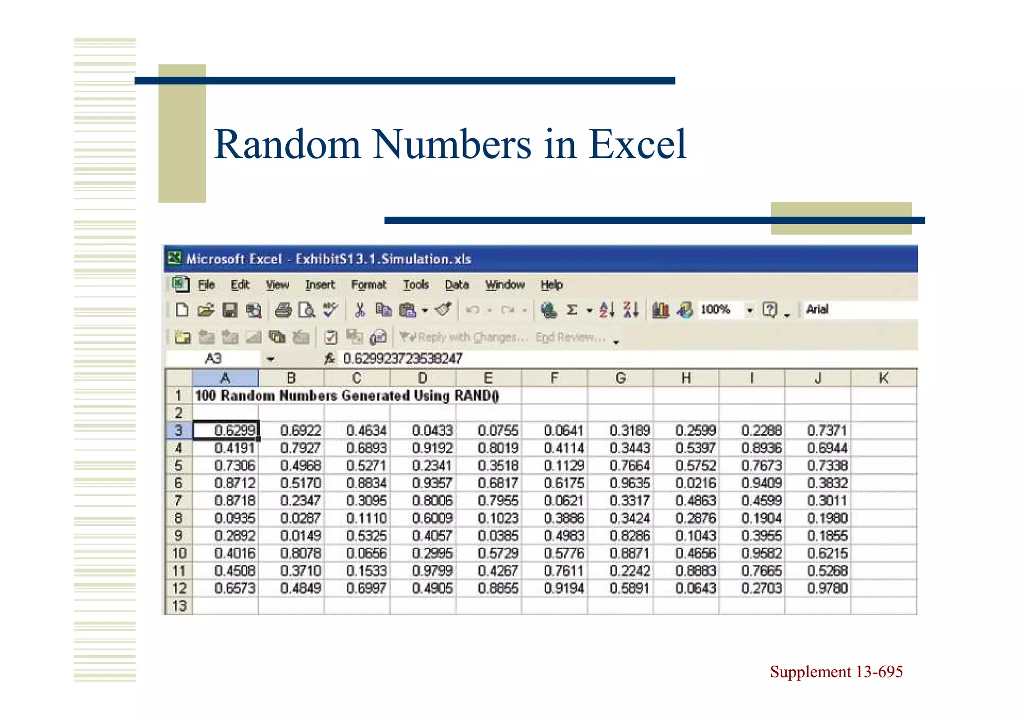 Random Numbers in Excel




                          Supplement 13-695
                                     13-
 