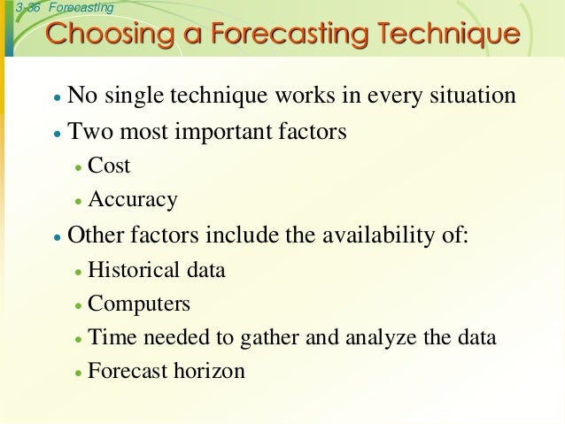 operations management forecasting forecast technique