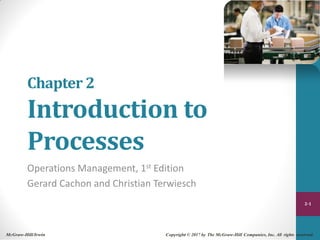 Chapter 2
Introduction to
Processes
Operations Management, 1st Edition
Gerard Cachon and Christian Terwiesch
2-1
McGraw-Hill/Irwin Copyright © 2017 by The McGraw-Hill Companies, Inc. All rights reserved.
 