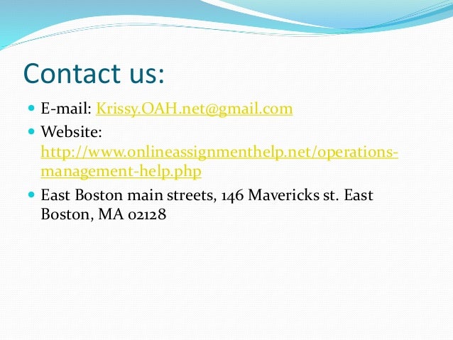 Operations management assignment help