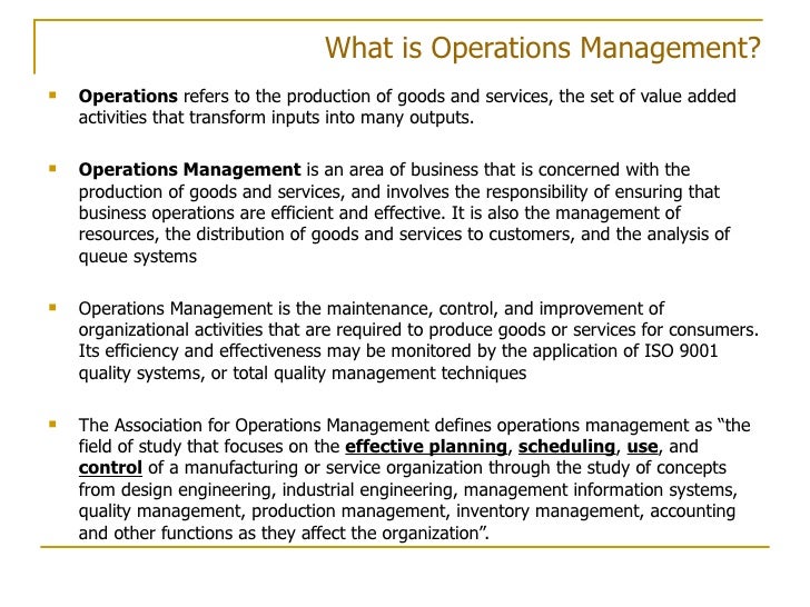 operations management and the importance of operations management and the importance of
