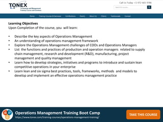 Operations Management Training Bootcamp | PPTX
