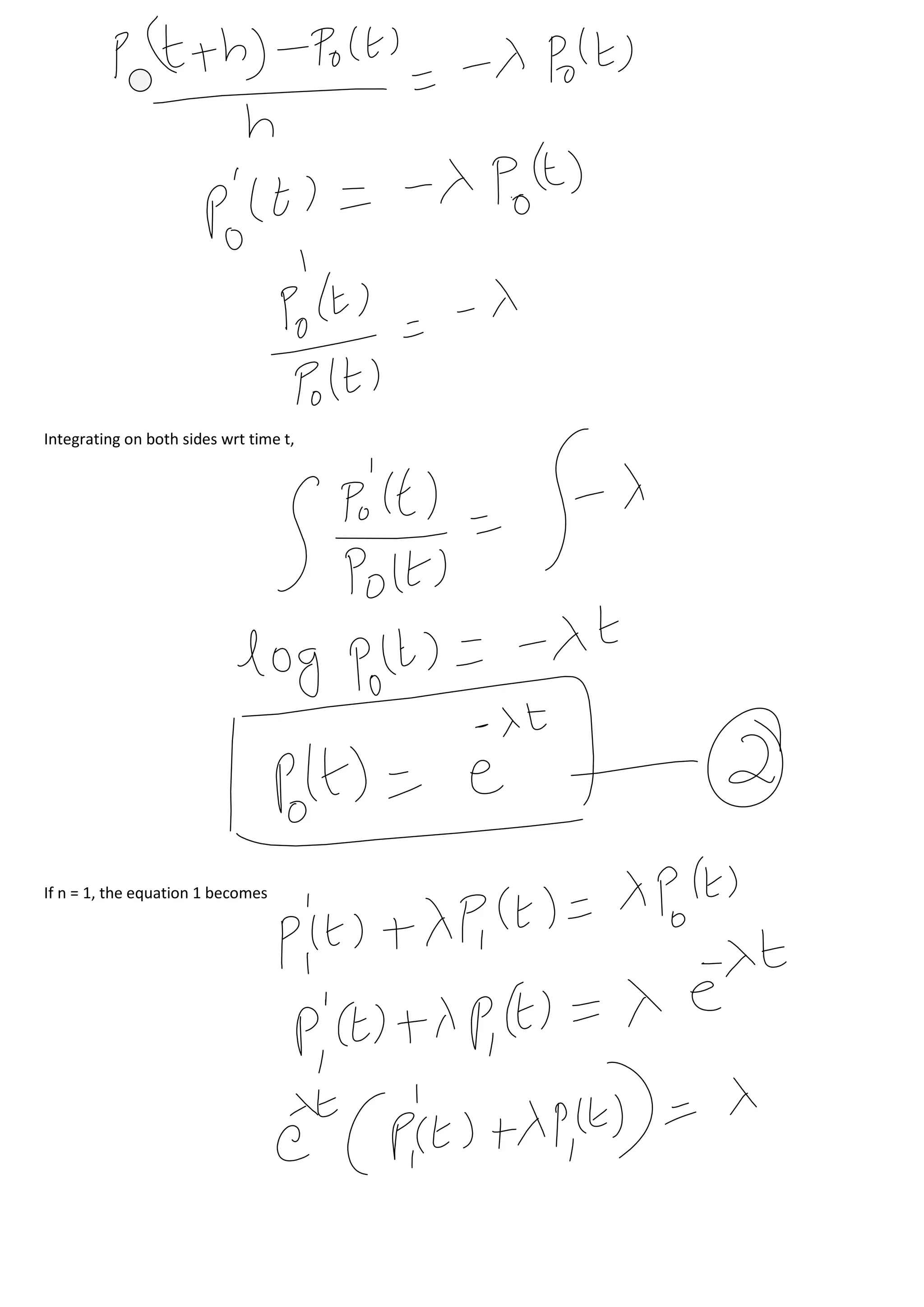 Integrating on both sides wrt time t,
If n = 1, the equation 1 becomes
 