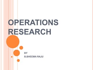 OPERATIONS
RESEARCH
BY
B.BHEEMA RAJU
 