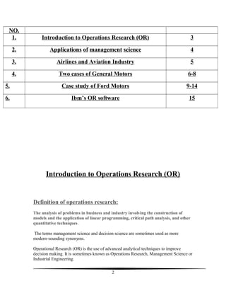Operations research with case study on gm and ford | DOC