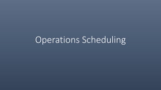 Operations Scheduling
 