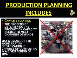 PRODUCTION PLANNING
INCLUDES
 