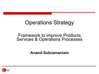 Operations Strategy Framework to improve Products, Services & Operations Processes Anand Subramaniam 