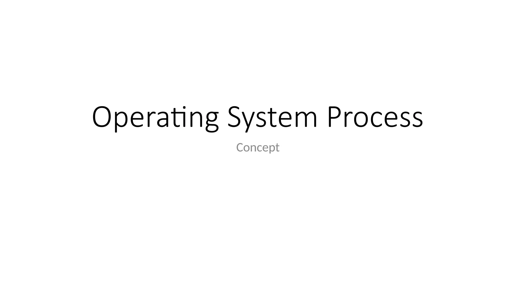Operating System Process
Concept
 