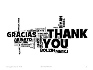 Tuesday, January 13, 2015 Operation Theater. 21
 