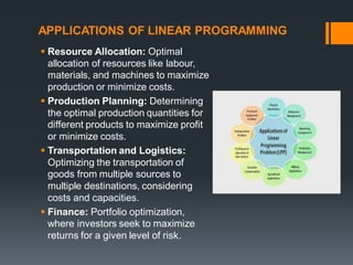 Salient features of linear programming and its applications | PPT