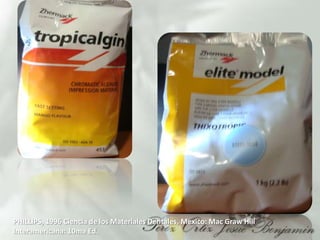 PHILLIPS, 1996 Ciencia de los Materiales Dentales, Mexico: Mac Graw Hill Interamericana: 10ma Ed.