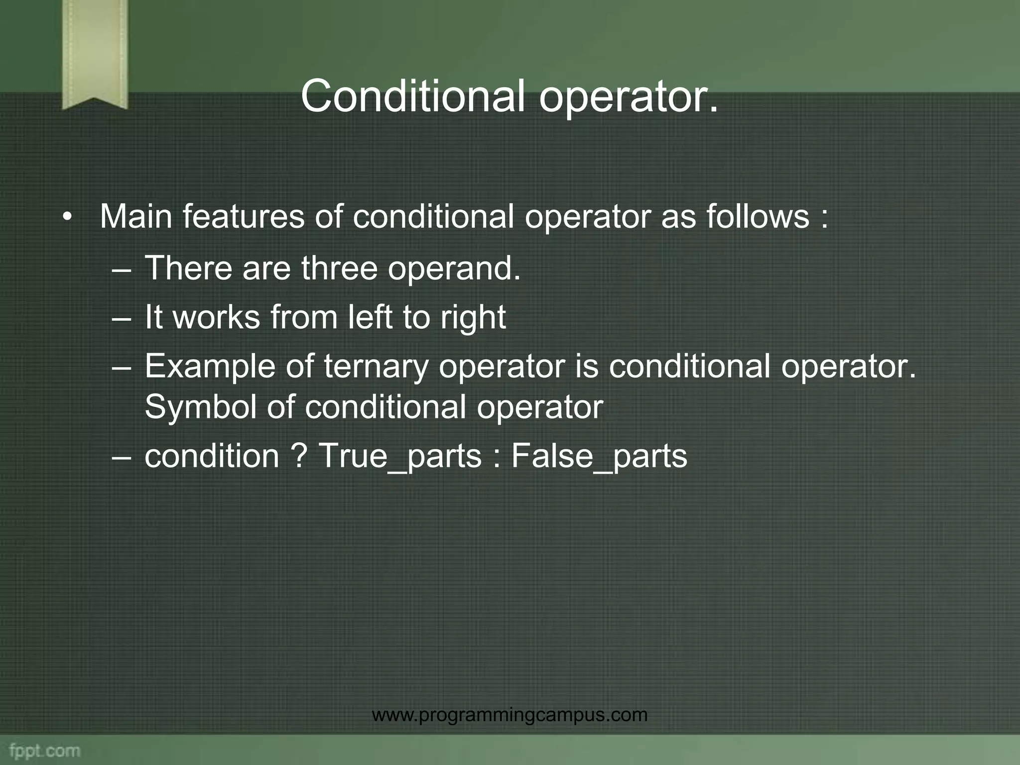 Operator in c programming | PPT