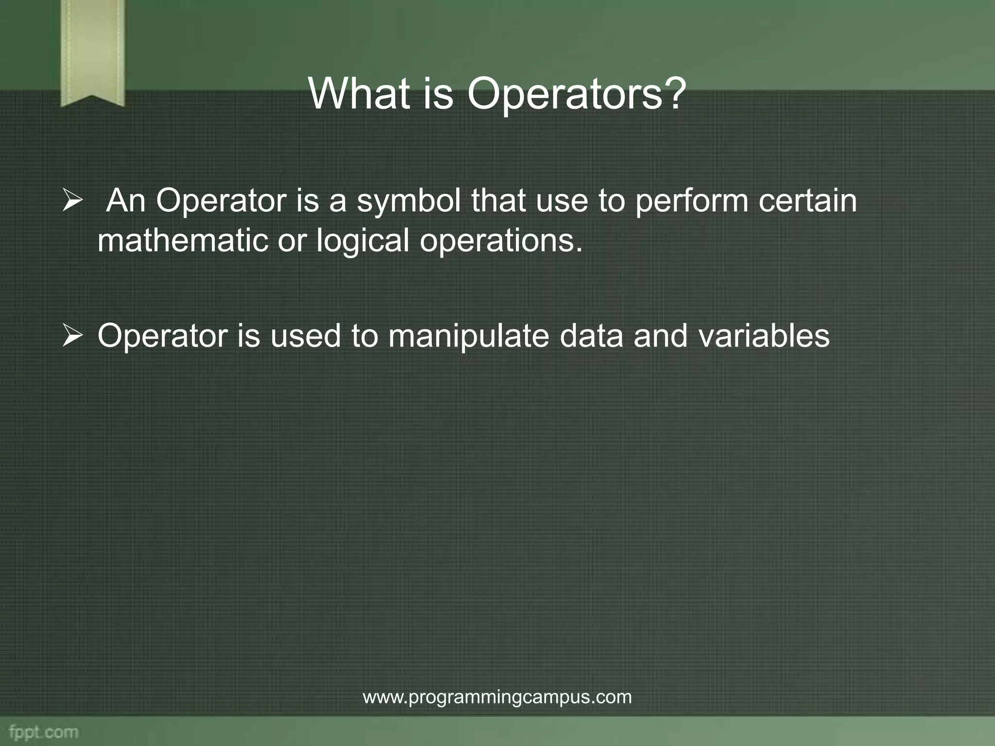 Operator in c programming | PPT