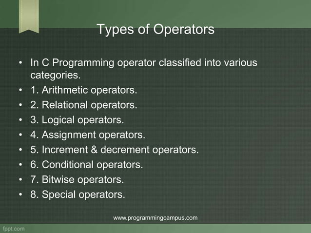 Operator in c programming | PPT