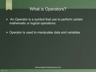 Operator in c programming | PPT