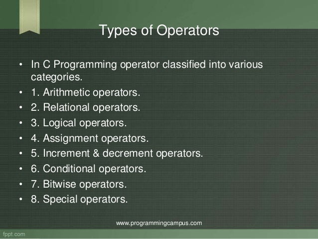 Operator In C Programming Operator In C Programming