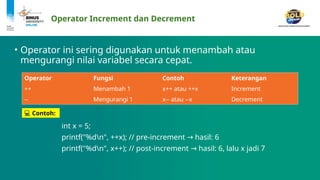 Operator Operand and Arithmetic in C programming | PPTX