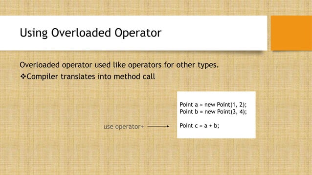 Operator overloading | PPT