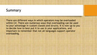 Operator overloading | PPT