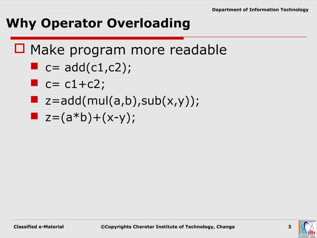 Operator overloading | PPT