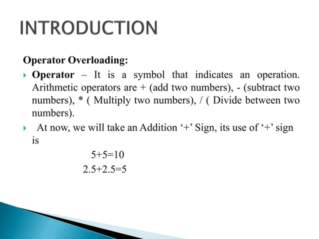 Operator overloading in C++ | PPT