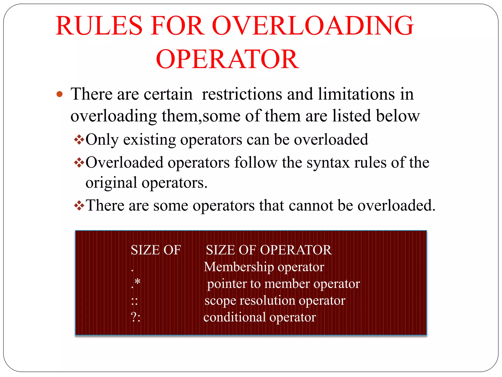 Operator overloading and type conversion in cpp | PPTX