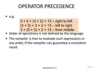 Operator precedence and associativity | PPT