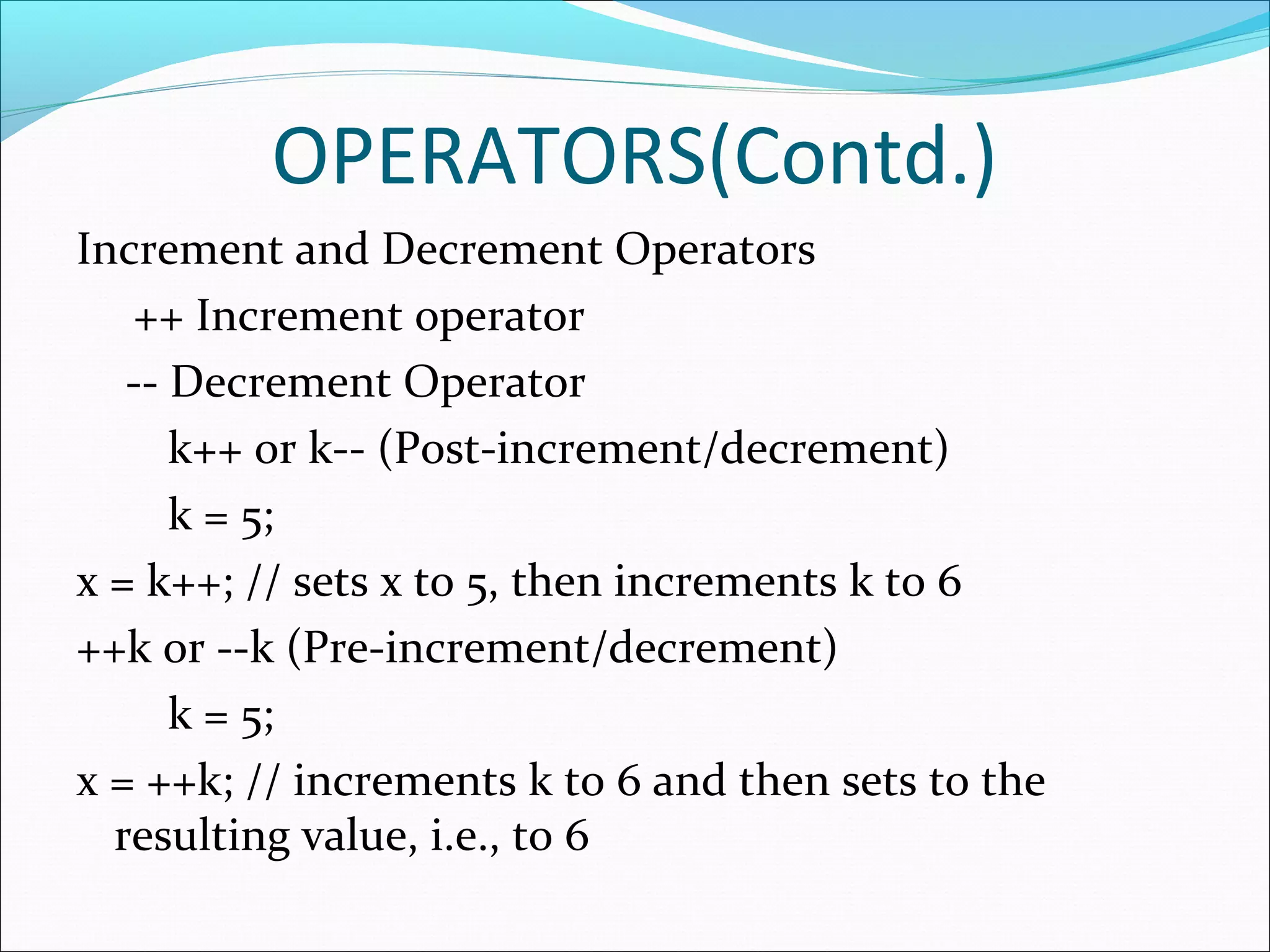 Operators in C | PPT