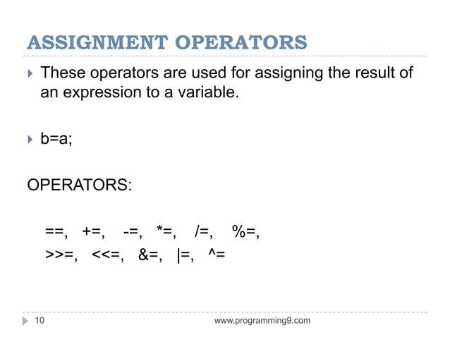 Operators in C Programming | PPT